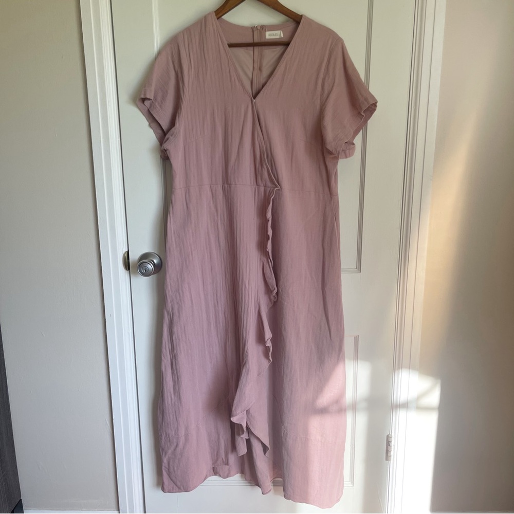 Roolee Adair Ruffle Midi Mauve Dress